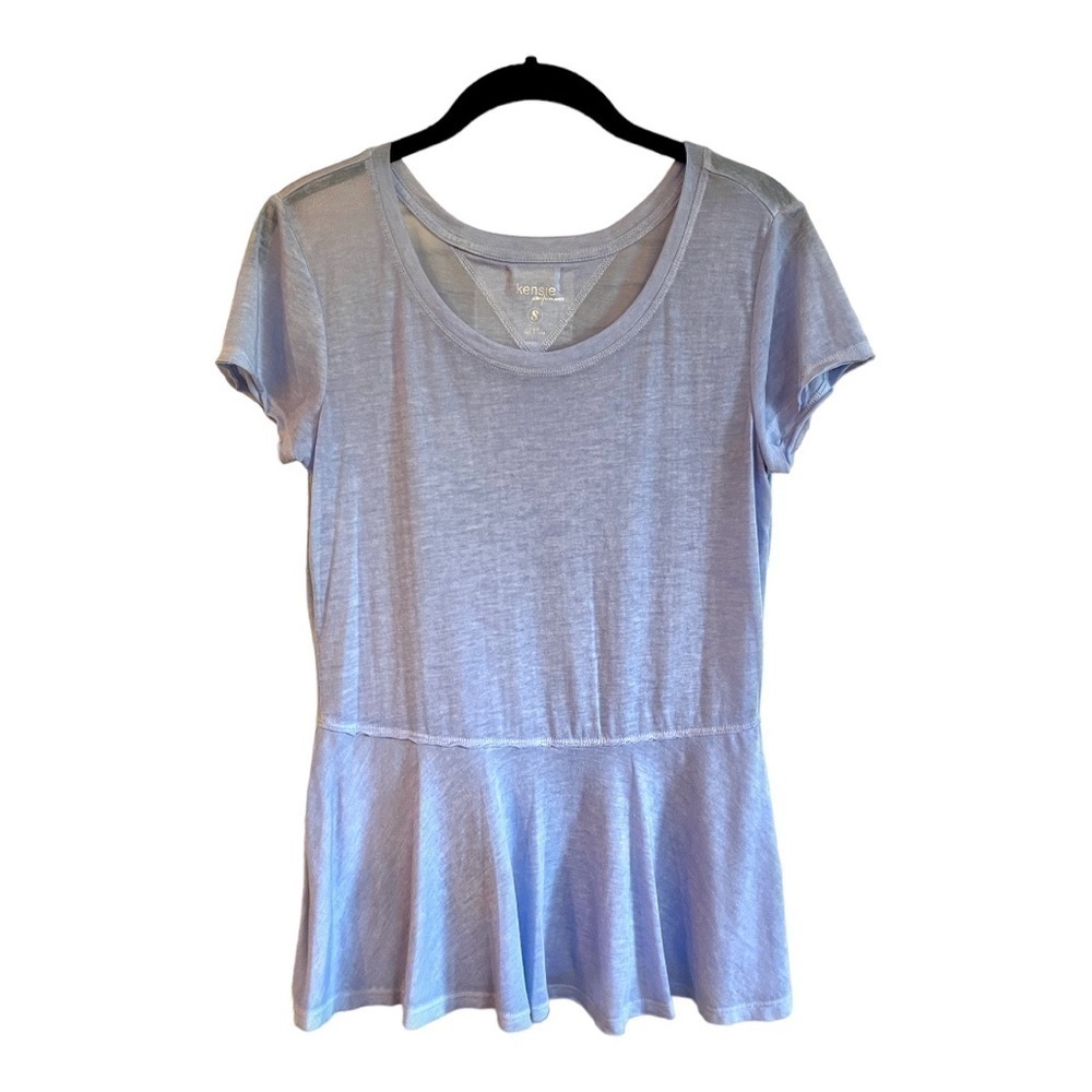 KENSIE PERFORMANCE, WOMENS, THIN POLYESTER BLEND, PEPLUM SHORT SLEEVE TOP.SIZE S